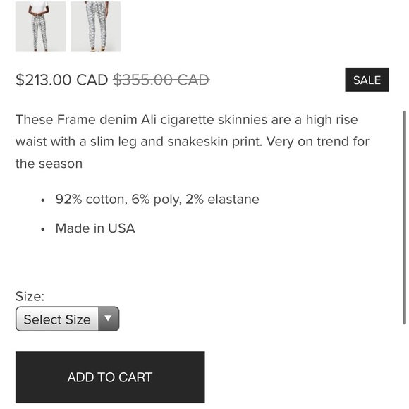 Frame denim - Cigarette Fit in black, grey and white snake print - Picture 5 of 5